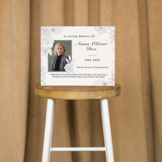 Livre D'or Custom Photo Text Floral Line Art Memorial Funeral (celebration of life guest books in loving memory for memorial service tribute forever in our hearts )