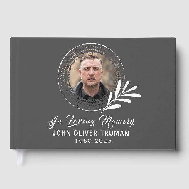 Livre D'or Custom Text Photo Memorial Funeral Leaves (Recto)