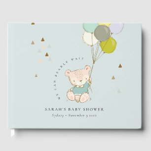 Livre D'or Cute Aqua Bearly Wait Bear Balloon Baby shower Gue