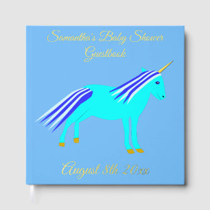 Livre D'or Cute Blue Baby Boy Unicorn Baby shower personnalis