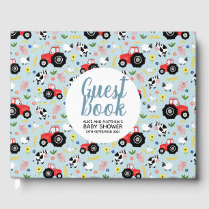 Livre D'or Cute Boys Farm Animal Tractor Baby shower de dessi