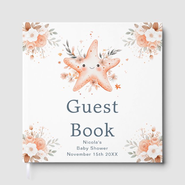 Livre D'or Cute Floral Starfish Baby Shower (Recto)