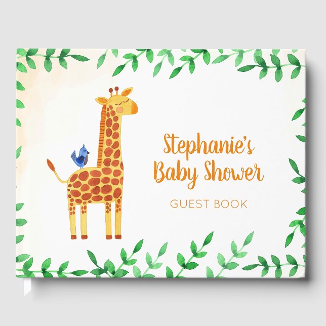 Livre D'or Cute Giraffe & Baby shower personnalisé (Recto)