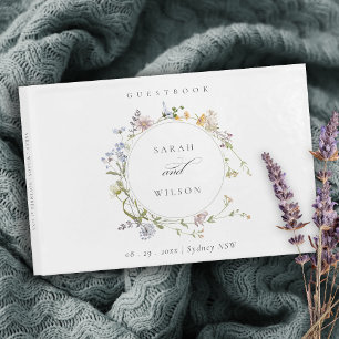 Livre D'or Cute Jaune Rustique Pré Floral Mariage de la couro