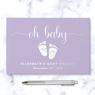 Livre D'or Cute Lavande Purple Argent Foil Bébé Fille Douche