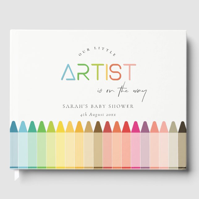 Livre D'or Cute Little Artist Crayon Fun Rainbow Baby shower (Recto)