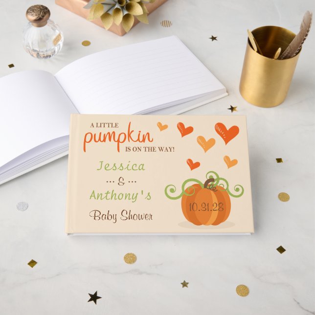 Livre D'or Cute Little Pumpkin Baby Shower (Recto ouvert)