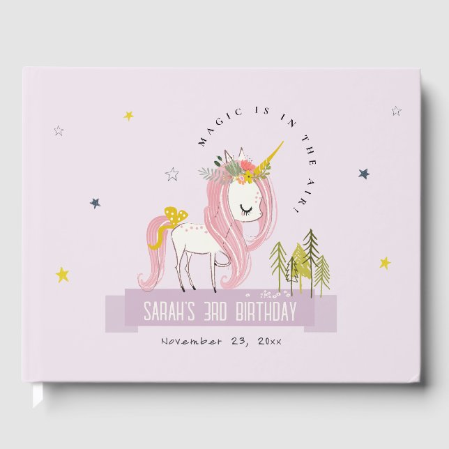 Livre D'or Cute Magique Unicorne Purple Lilac Anniversaire de (Recto)