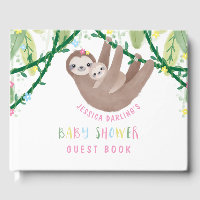 Cute Mom and Baby Sloth Guest Book