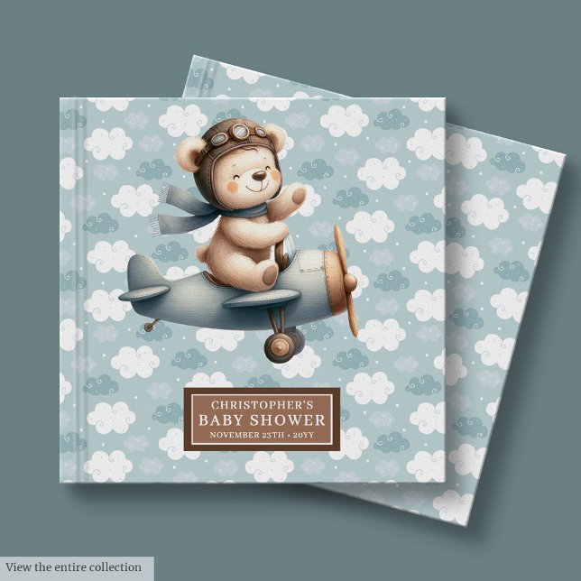 Livre D'or Cute Pilot Teddy Bear Guest Book Baby shower Garço (Cute Pilot Teddy Bear Guest Book Baby Shower Boy)