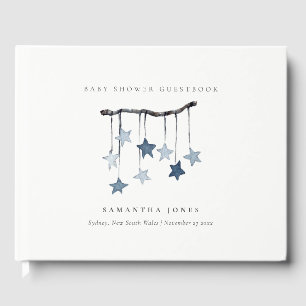 Livre D'or Cute Simple Aqua Blue Star Mobile Boy Baby shower