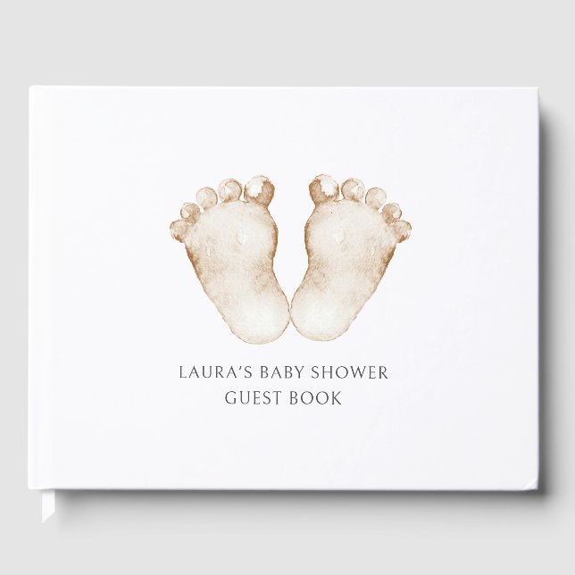 Livre D'or Cute simple Aquarelle Baby shower pieds bébé (Recto)