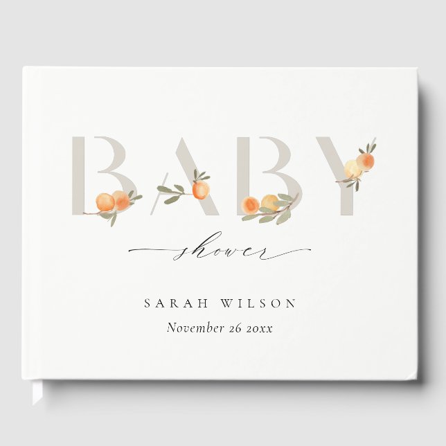 Livre D'or Cute Soft Pastel Orange Floral Baby shower Boho (Recto)
