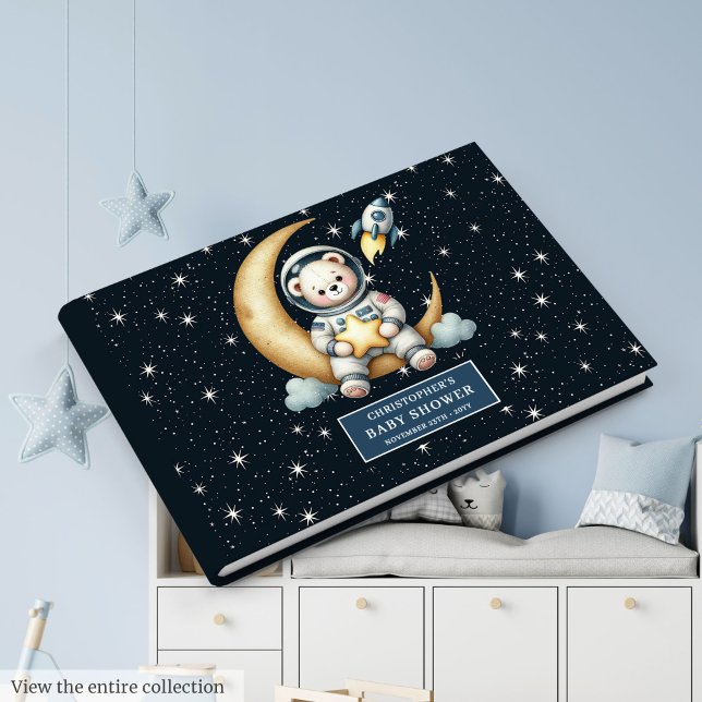 Livre D'or Cute Teddy Bear Astronaut Guest Book Baby Boy (Cute Teddy Bear Astronaut Guest Book Baby Boy)