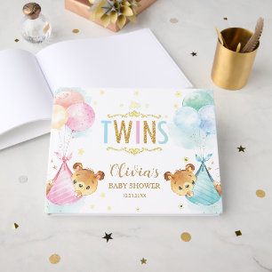 Livre D'or Cute Twins Girl Boy Nounours Twin Baby shower