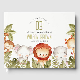 Livre D'or Cute Wild Tropical Safari Animaux Anniversaires de