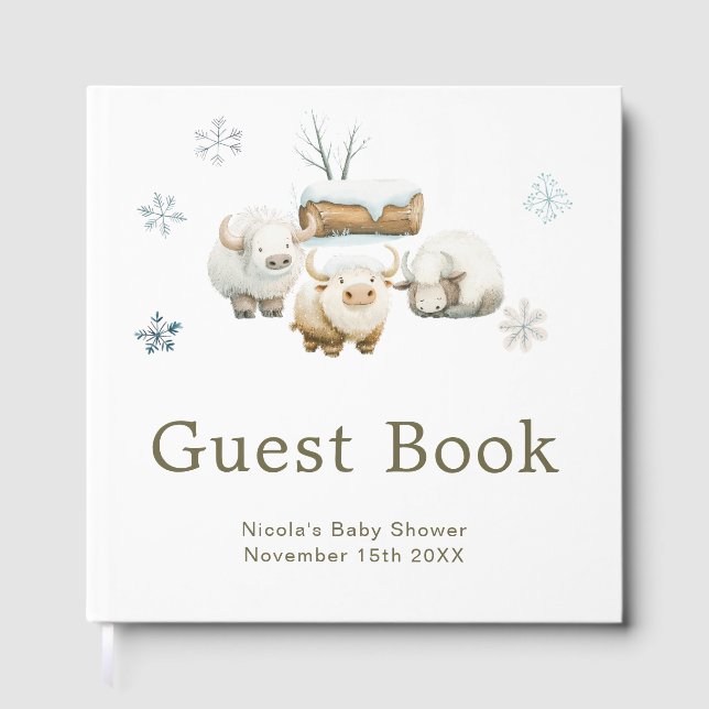Livre D'or Cute Winter Arctic Cow Baby Shower  (Recto)