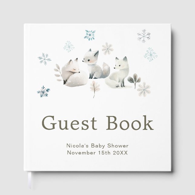 Livre D'or Cute Winter Arctic Wolf Baby Shower (Recto)