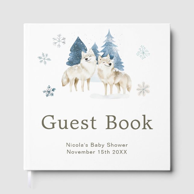 Livre D'or Cute Winter Arctic Wolf Baby Shower (Recto)