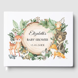 Livre D'or Cute Woodland Animaux Rustic Greenery Baby shower