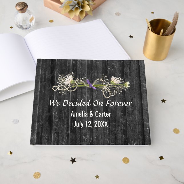 Livre D'or Daisy et perles sur bois noir   (Recto ouvert)