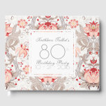 Livre D'or Damask Floral 80th Birthday Party Guest Book<br><div class="desc">Superbe vintage damassé motif floral sur arrière - plan pâle. Livre d'or du 80e anniversaire, sophistiqué et féminin, avec des formes carrés blanches et transparentes pour le texte. Vous pouvez facilement modifier le texte (police, couleur, taille et position) en cliquant sur le bouton personnaliser. Merci à tous ballotin, bagage, bagage...</div>