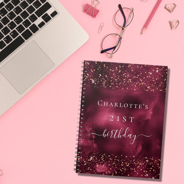 Livre d'or d'anniversaire bourgogne rose parties s (Créateur téléchargé)