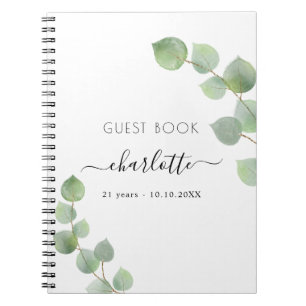 Livre d'or d'anniversaire eucalyptus verdure