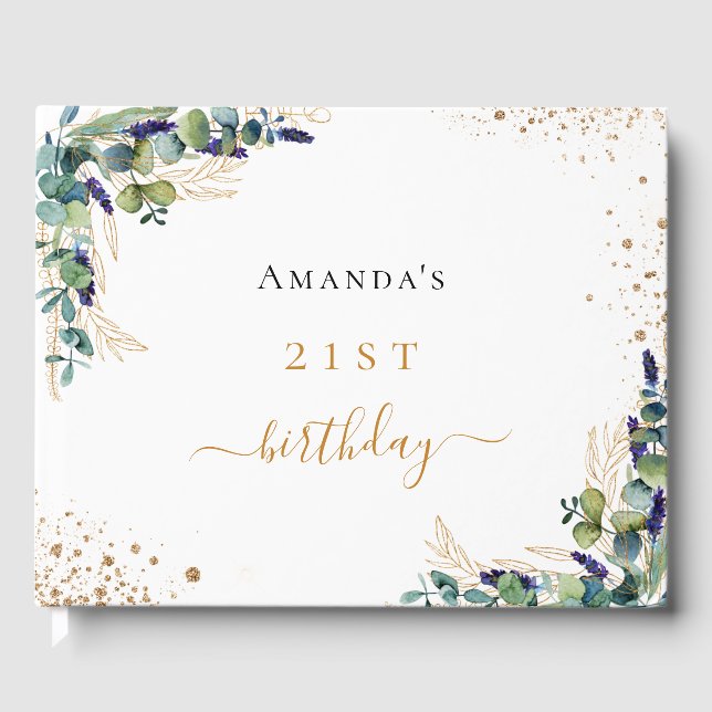 Livre d'or d'anniversaire eucalyptus verdure (Recto)