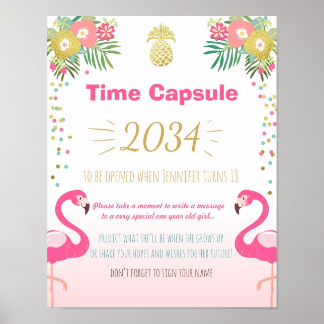 Livre d'or d'anniversaire flamant rose Capsule tem (Devant)