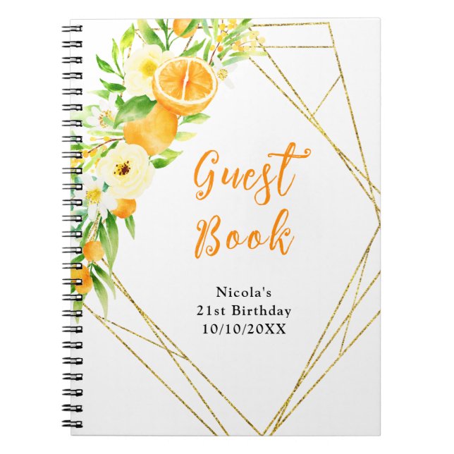 Livre d'or d'anniversaire Oranges et Fleurs (Devant)