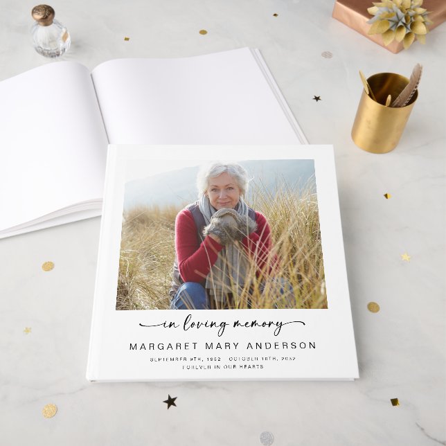 Livre D'or Dans Loving Memory Photo Funeral 12x12 (Recto ouvert)