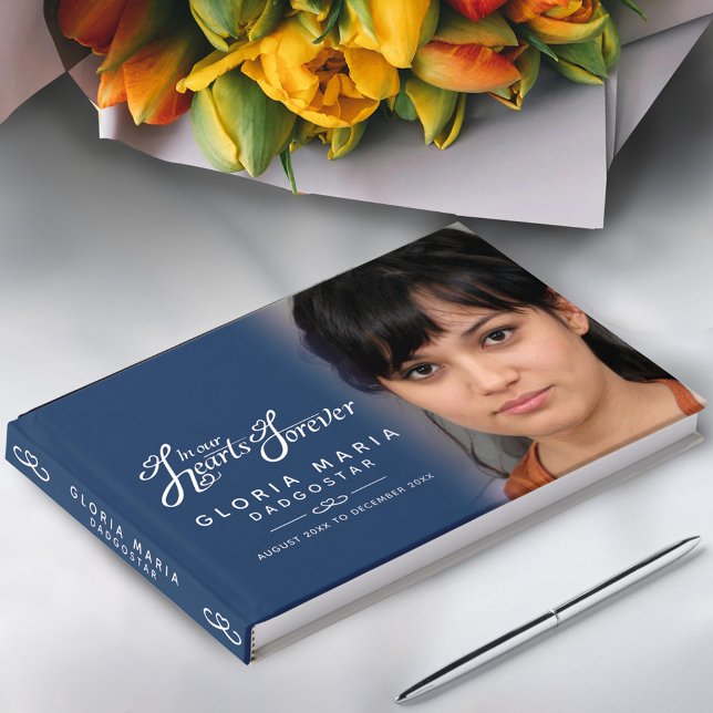 Livre D'or Dans nos coeurs pour toujours funérailles photo bl (Créateur téléchargé)