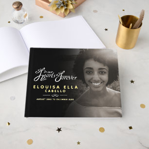 Livre D'or Dans nos coeurs pour toujours photo noir or grand