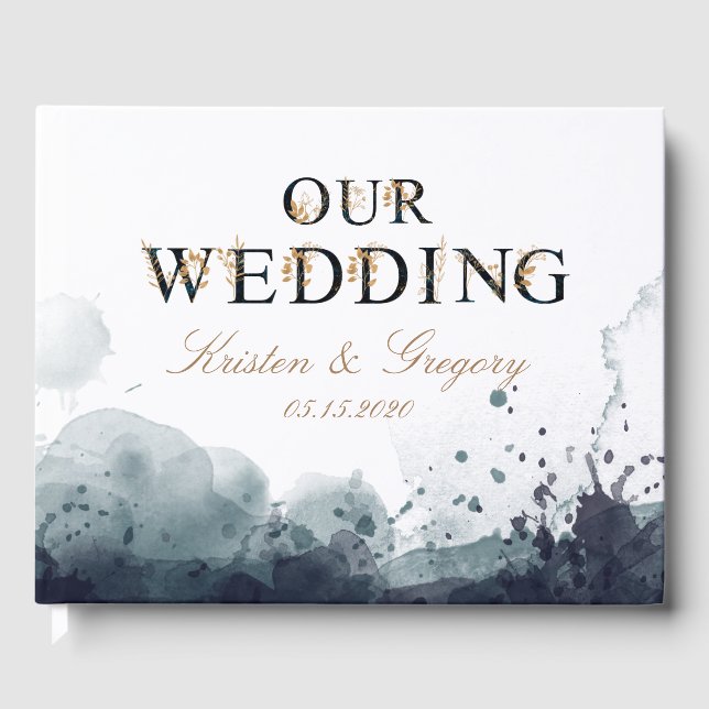 Livre d'or d'aquarelle monogramme mariage (Recto)