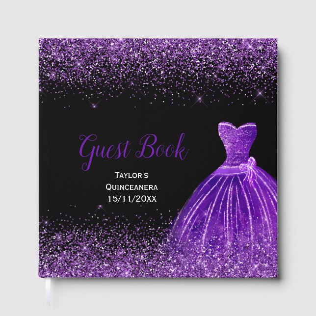 Livre D'or Dark Purple Dress Faux Glitter Quinceanera (Recto)