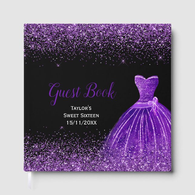 Livre D'or Dark Purple Dress Faux Glitter Sweet 16 Birthday (Recto)