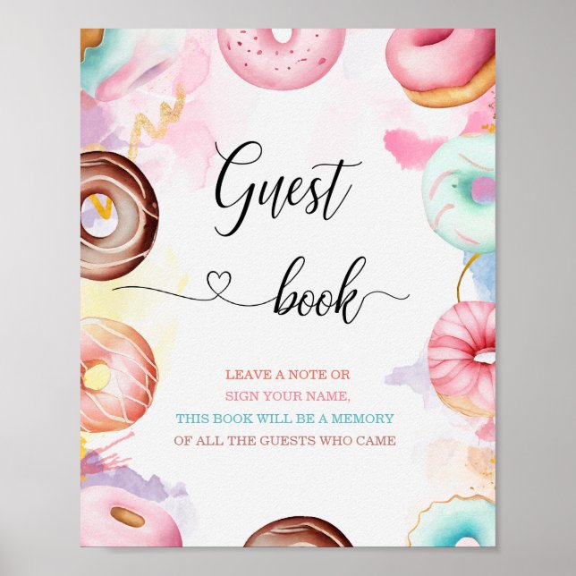 Livre d'or de baby shower aquarelle Donut Time (Devant)
