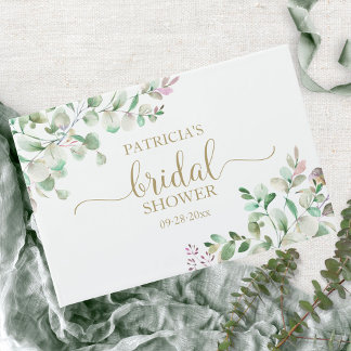 Livre d'or de Baby Shower avec eucalyptus verdoyan