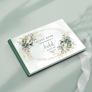 Livre d'or de Baby Shower Bohème 'Verdure et Or'