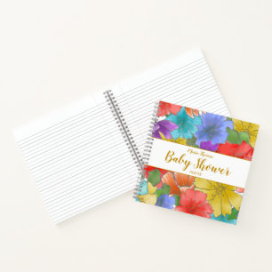 Livre d'or de baby shower écriture dorée florale