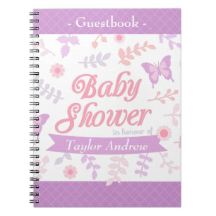 Livre d'or de baby shower élégant papillon floral