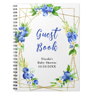 Livre d'or de baby shower floral aux bleuets pour