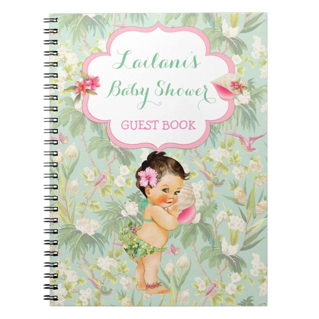 Livre d'or de Baby Shower Hawaïen Tropical Vintage (Devant)