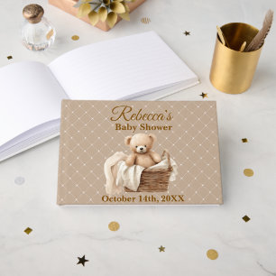 Livre d'or de Baby Shower Ours en Peluche Brun Neu