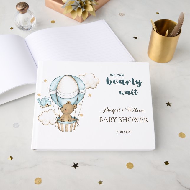 Livre d'or de Baby Shower Ourson Mignon (Recto ouvert)