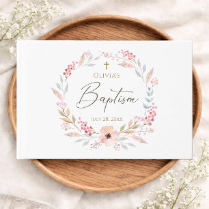 Livre d'or de baptême Fille Floral Rose Tendresse