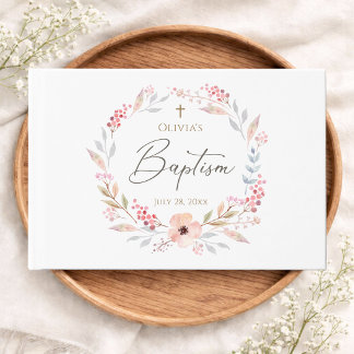 Livre d'or de baptême Fille Floral Rose Tendresse