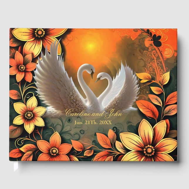 Livre D'or De beaux cygnes amoureux. (Recto)