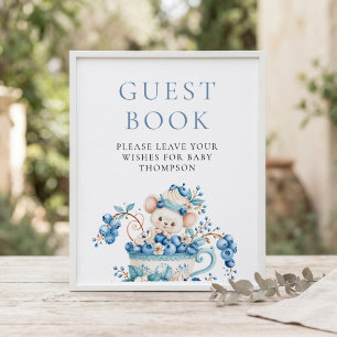 Livre d'or de bébé shower signe Souris Bleuet Baie